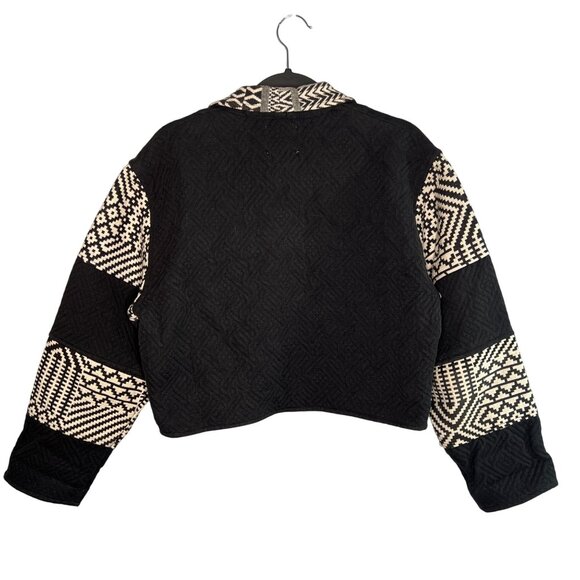 VTG Geometric Cropped Tapestry Cardigan Jacket By Fiorini International SM - Picture 2 of 9